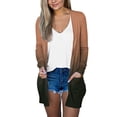 thumbnail image 1 of BODOAO Womens Long Cardigan 2025 Fall Lightweight Long Sleeve 0Pen Front Sweater with Pockets Womens Cardigan Casual Print Pocket Long Sleeve Top Cardigan Jacket Brown S, 1 of 4