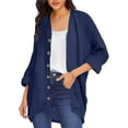 thumbnail image 1 of BODOAO Womens Open Front Cardigan Shirt Soft Cotton Linen Long Sleeve Lightweight Coat Casual Solid Color Button Loose Tops Fashionable and Solid Color V Neck Long Sleeved Button Cardigan Navy Xl, 1 of 9