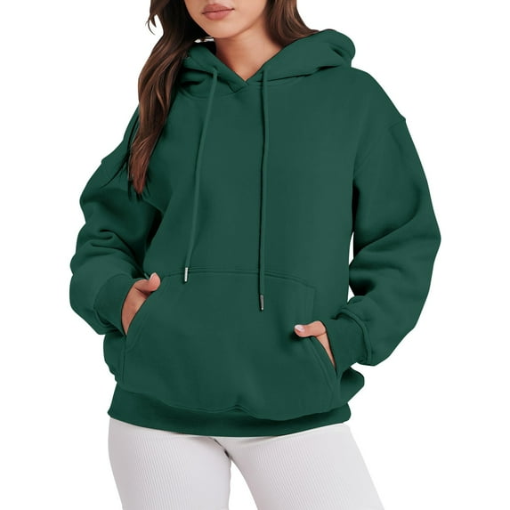 BODOAO Womens Oversized Hoodies Comfy Sweatshirts Fall Fashion 2025 Outfits Casual Tops Loose Clothes with Pockets Women's Solid Color Zipperless Long Sleeved Pullover Sweater Army Green Xl