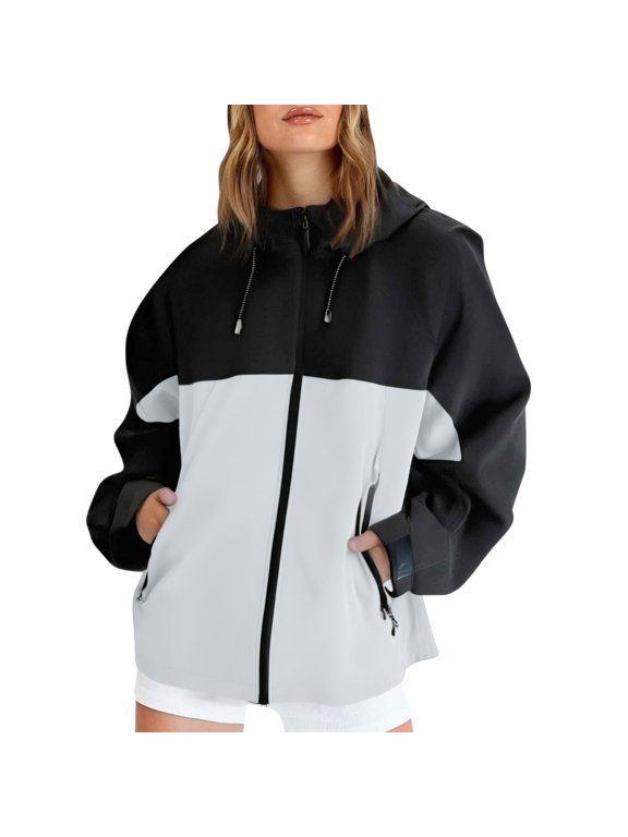 Womens Rain Jackets Waterproof Windbreaker Jackets Lightweight Rain Coat Women's Spring and Autumn Hooded Outdoor Windproof and Mountaineering Jacket Thin Jacket Grey 3Xl