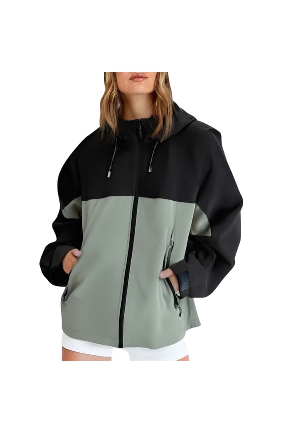 Womens Rain Jackets Waterproof Windbreaker Jackets Lightweight Rain Coat Women's Spring and Autumn Hooded Outdoor Windproof and Mountaineering Jacket Thin Jacket Green Xxl