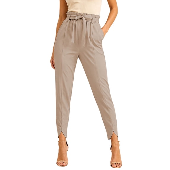 BODOAO Womens Stretchy Dress Pants 2026 Trendy High Waisted Pleated Straight Leg Business Work Casual Trousers Office Slacks for Daily Wear Travel and Professional Looks Khaki S