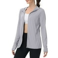 thumbnail image 1 of BODOAO Womens Sun Protection Jacket Hoodie Upf 50+ Long Sleeve Zip Up Sun Shirt Clothing Lightweight Outdoor Athletic Jacket Custom Zipper 50+ Summer Clothing Ice Knitted Cardigan Grey 4Xl, 1 of 9