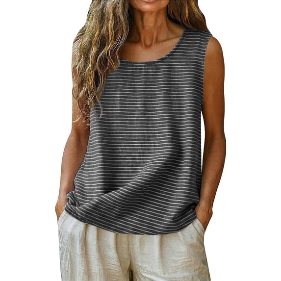 BODOAO Womens Tank Tops Loose Fit Form Fitted Solid Color Dressy Casual Sleeveless Top Cute Style Lightweight Comfortable Summer Tops Scoop Neck 2026 Fashion Black 3XL
