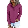 thumbnail image 1 of BODOAO Womens V Neck Button Down Hoodies Shirt Oversized Long Sleeve Hooded Henley Shirt Drawstring Pullover Tops Sweatshirts Pullover Sleeve Button Down V Neck & Sweatshirts Hot Pink 4Xl, 1 of 4