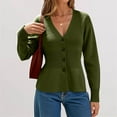 thumbnail image 1 of BODOAO Womens V Neck Cardigan Sweaters Long Sleeve Cinched Waist Knit Tops Dressy Casual Button Up Fitted Outerwear,Thin Lightweight Cardigan Sweaters for Women Dressy Summer Spring Fall Cardigan, 1 of 4