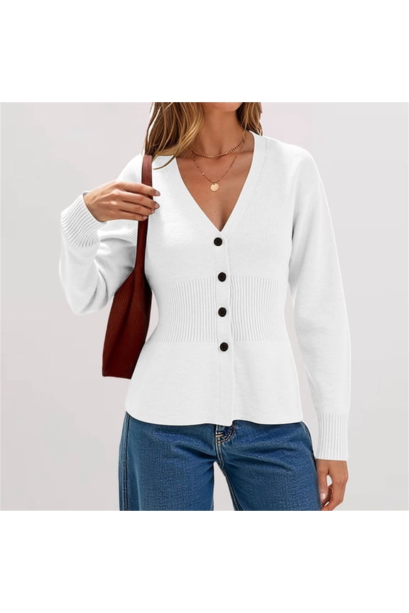 Womens V Neck Cardigan Sweaters Long Sleeve Cinched Waist Knit Tops Dressy Casual Button Up Fitted Outerwear,Thin Lightweight Cardigan Sweaters for Women Dressy Summer Spring Fall Cardigan
