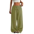 thumbnail image 1 of BODOAO Womens Wide Leg Sweatpants Casual High Waist Baggy Track Pants Loose Fit Drawstring Palazzo Lounge Pants Solid Casual Pants Straight Leg Lightweight Loose Trousers with Pockets Green L, 1 of 8
