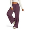 thumbnail image 1 of BODOAO Womens Wide Leg Sweatpants High Waisted Baggy Pants Drawstring Athletic Joggers Pants for Workout Wide Leg Elastic Waist Sweatpants Fashion Line Loose Pants Fall Casual Basic Trousers Wine M, 1 of 5
