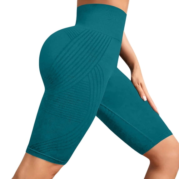 BODOAO Workout Shorts Women Compression Non-Slip Waistband Ribbed Texture Seamless Soft And Comfy Tummy Control Durable Athleisure Biker Shorts Dance Breathable Green Xl