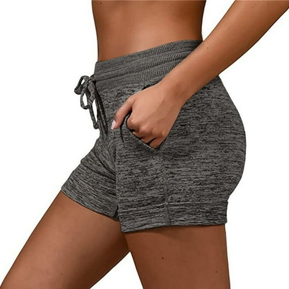 BODOAO Yoga Shorts for Women Cotton Summer Casual Low Rise Drawstring Athletic Shorts Slim Soft Lounge Shorts with Pockets and Shorts and Pockets with Soft Activewear Comfy Yoga Pants Grey Xxl