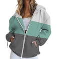 thumbnail image 1 of BODOAO Zip Up Hoodie Women Fall Jacket Oversized Sweatshirt Zipper Long Sleeve Tops Color Block Long Sleeve Sweatshirts Fall Outfits 2025 O Versized Hoodies Casual Fashion Jackets Green L, 1 of 4