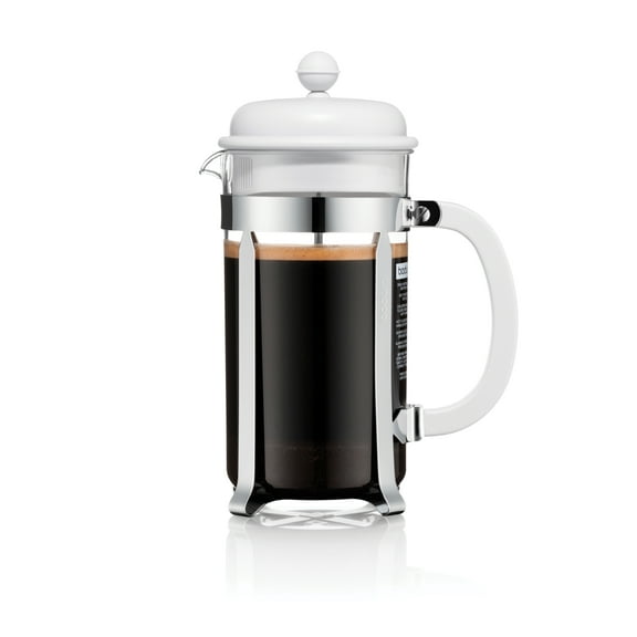 BODUM Caffettiera Shatterproof Plastic French Press Coffee Maker, 34 Ounce, White