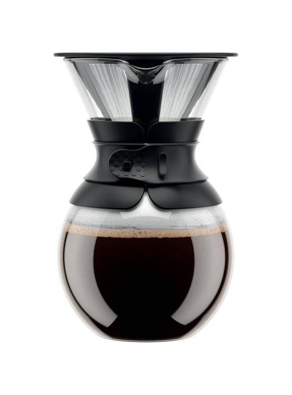 BODUM Pour-Over Coffee Dripper with Reusable Stainless Steel Filter, 34 Ounce, Black