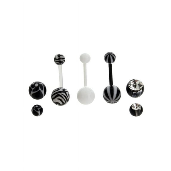 BODY JEWELRY Crystal Bioflex Belly Bananas Set in Surgical Grade Steel