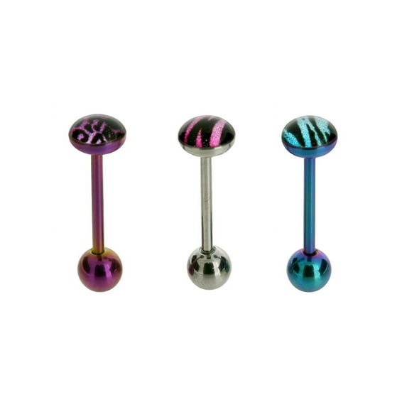 BODY JEWELRY Surgical Stainless Steel 14 Gauge Anodized Barbells Set