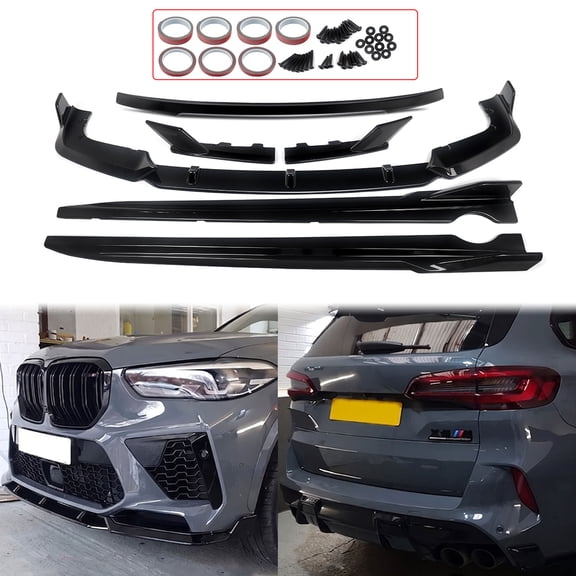 BODY KITS For BMW F95 X5M M Sport 2019-2022 Front Splitter+Rear Diffuser Flaps+Middle Spoiler Wing+Side Skirts Glossy Black