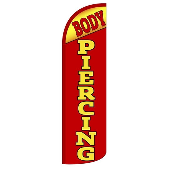 BODY PIERCING Windless Flag (Hardware Not Included) |Advertisement /Business Flags | Feather Flag |
