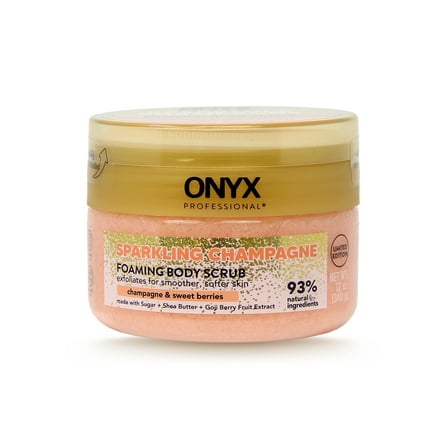 ONYX Professional Foaming Body Scrub with Scrubber, Sparkling Champagne, 12 oz