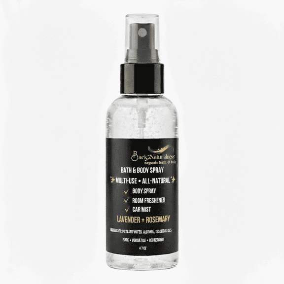Back2Naturalness Natural Body Spray – Lavender + Rosemary Mist for Women & Men, Refreshing Hair & Body Spray with Essential Oils, 4 fl oz