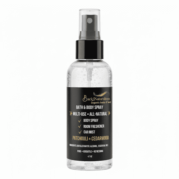 Back2Naturalness Natural Body Spray – Patchouli + Cedarwood for Women & Men, Refreshing Hair & Body Mist, 4 fl oz