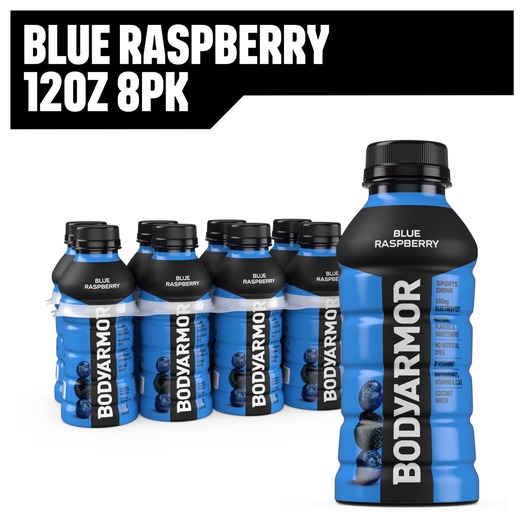 BODYARMOR Blueberry Raspberry Electrolyte Sports Drink, 12 fl oz, 8 Pack Bottles