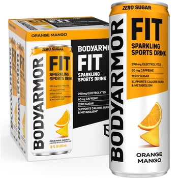 BODYARMOR FIT Zero Sugar Orange Mango Sports Drink Cans, 12 fl oz, 4 Pack
