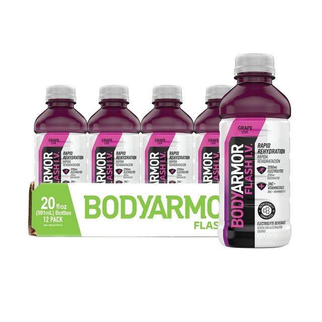 BODYARMOR Flash I.V. Rapid Rehydration Electrolyte Beverage, Grape 20oz