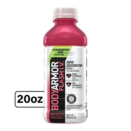 BODYARMOR Flash I.V. Rapid Rehydration Electrolyte Beverage, Strawberry Kiwi 20oz