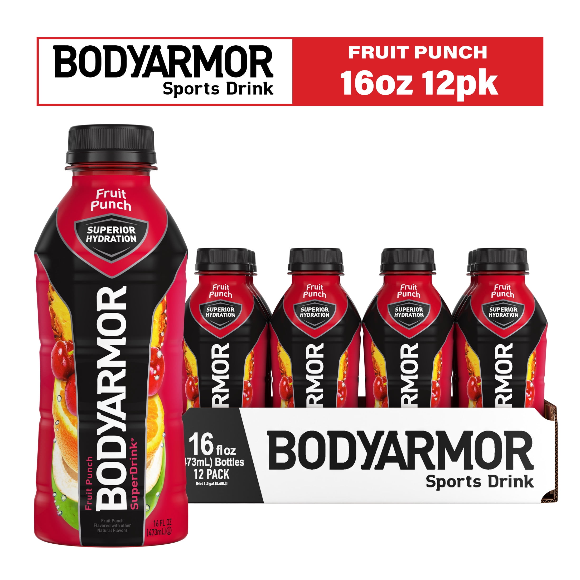 SuperDrink Sports Drink, Tropical Punch, 16 oz Bottle, 12/Pack