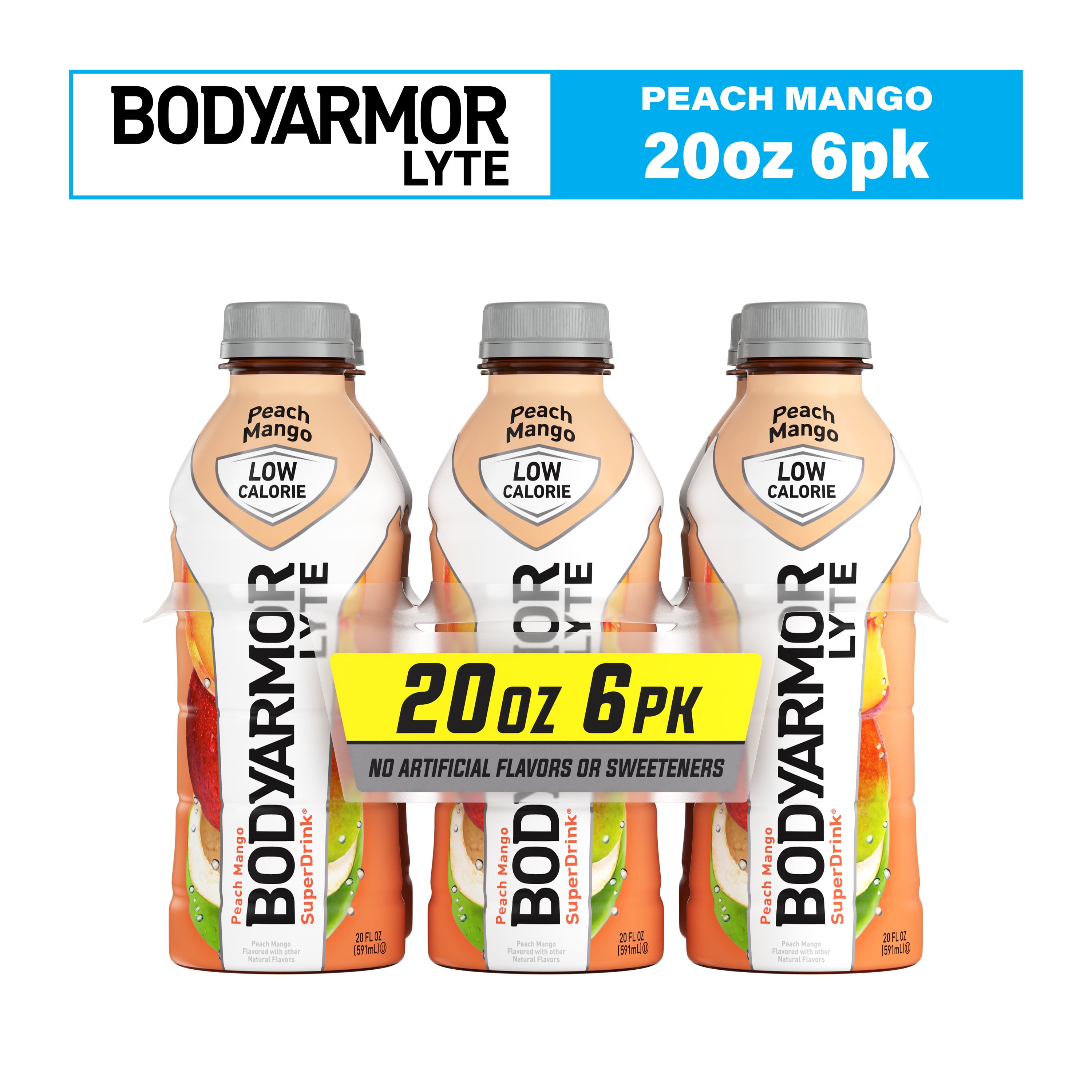 BODYARMOR LYTE Peach Mango, 20 fl oz, 6 Pack