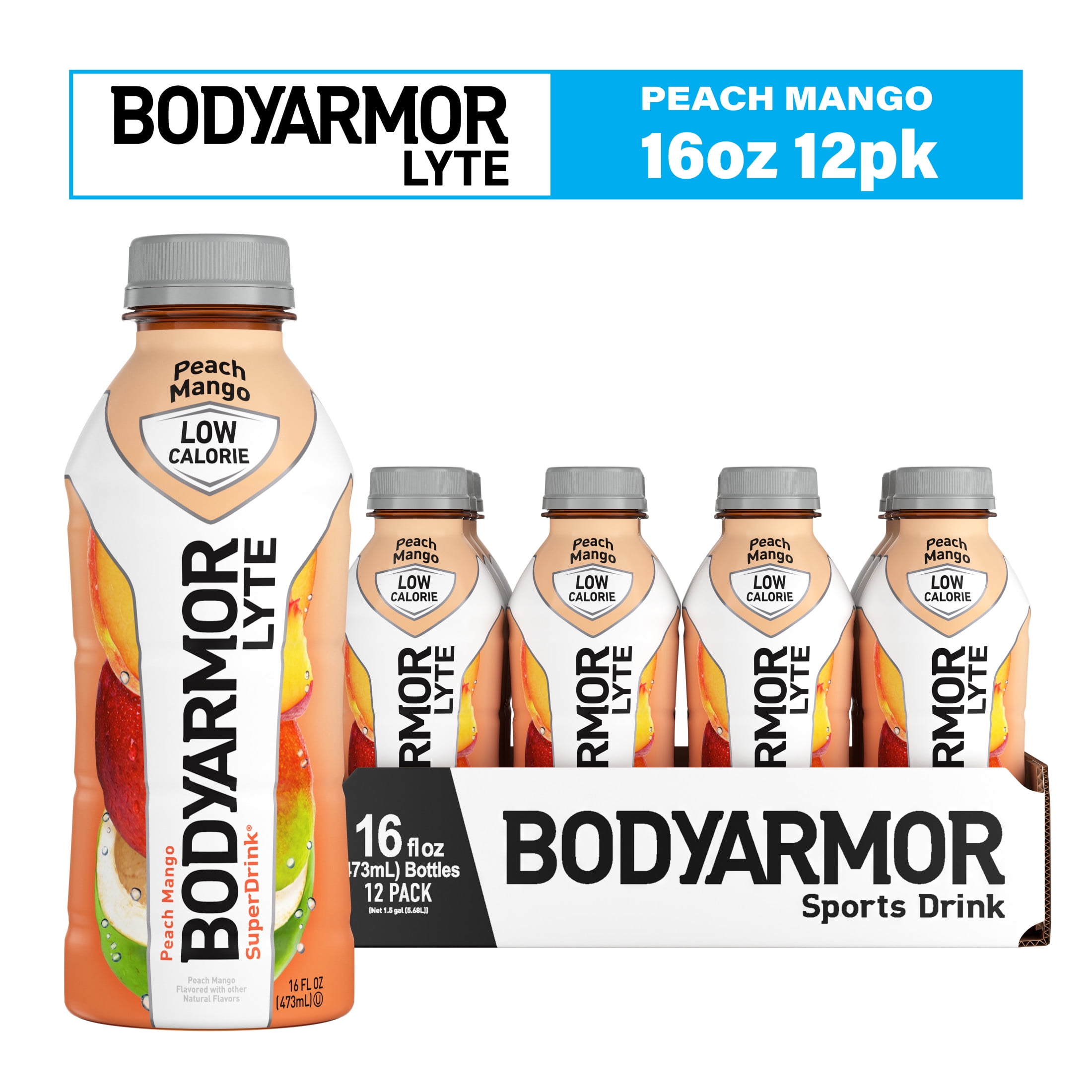 BODYARMOR LYTE Sports Drink, Peach Mango, 16 Fl. Oz., 12 count