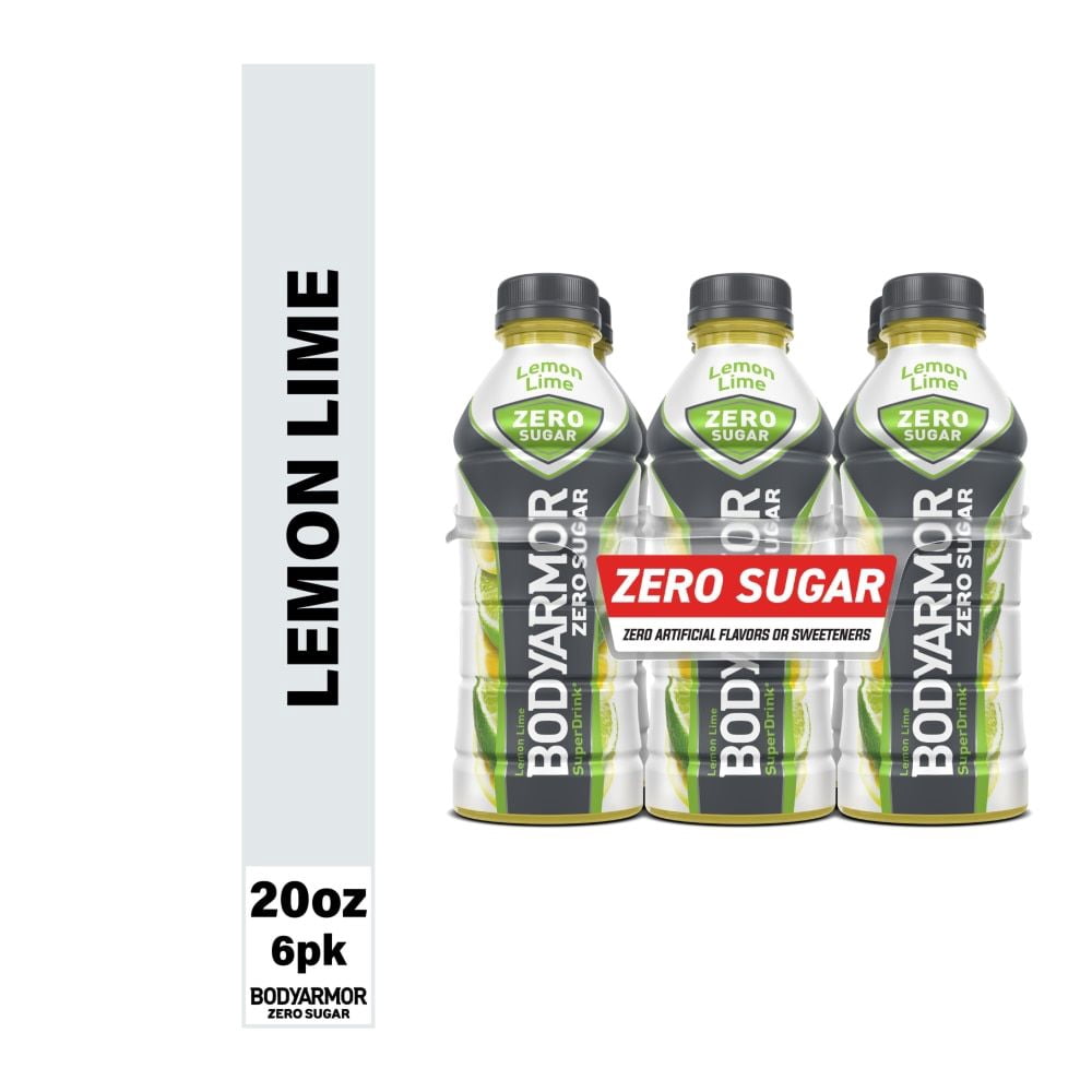 BODYARMOR Lemon Lime Zero Sugar Sports Drink Bottles 6 bottles / 20 fl oz - Pack of 2