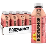 BODYARMOR Lyte Peach Mango Electrolyte Sports Drink Bottles, 16 fl oz, 12 Pack