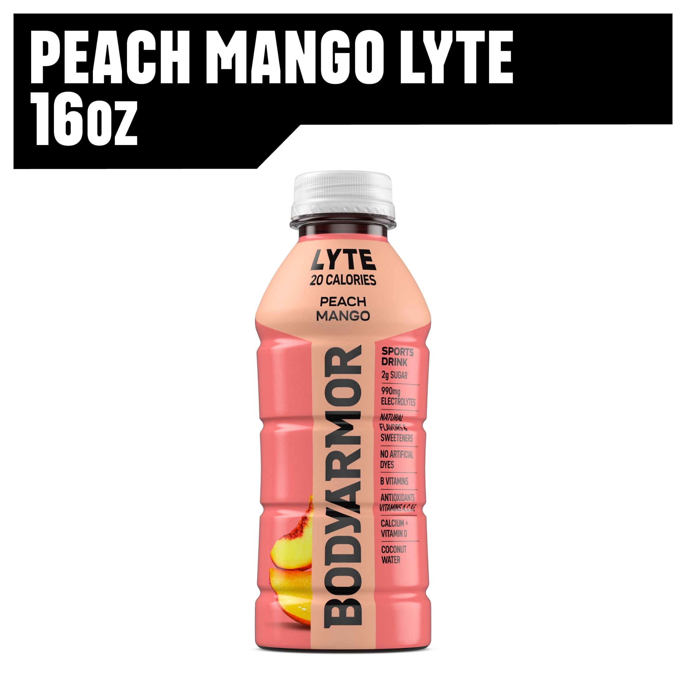 BODYARMOR Lyte Peach Mango Electrolyte Sports Drink, 16 fl oz Bottle