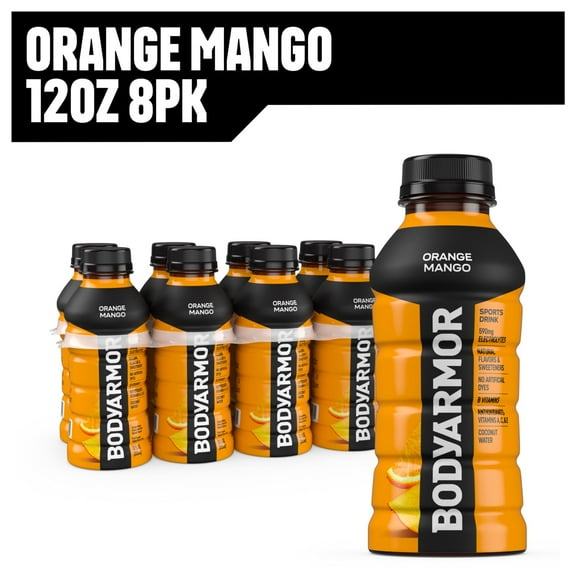 BODYARMOR Orange Mango Electrolyte Sports Drink, 12 fl oz, 8 Pack Bottles ( 3 Box )