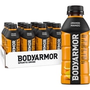 BODYARMOR Orange Mango Electrolyte Sports Drink Bottles, 16 fl oz, 12 Pack