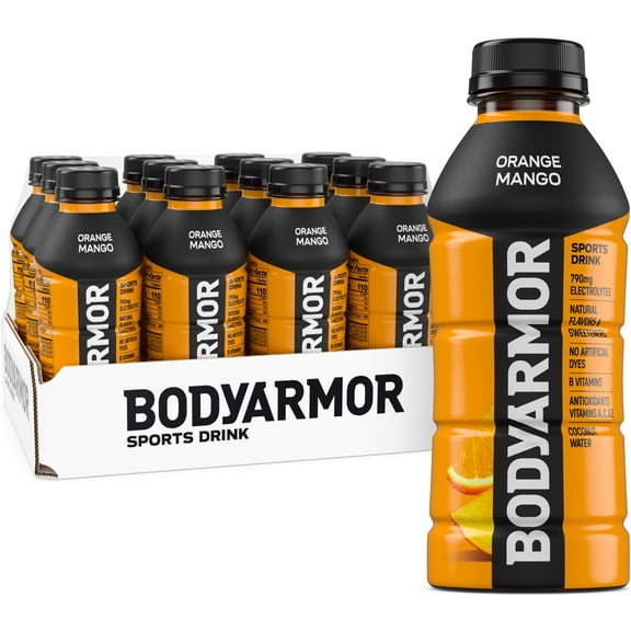 BODYARMOR Orange Mango Electrolyte Sports Drink, 16 fl oz, 12 Pack Bottles
