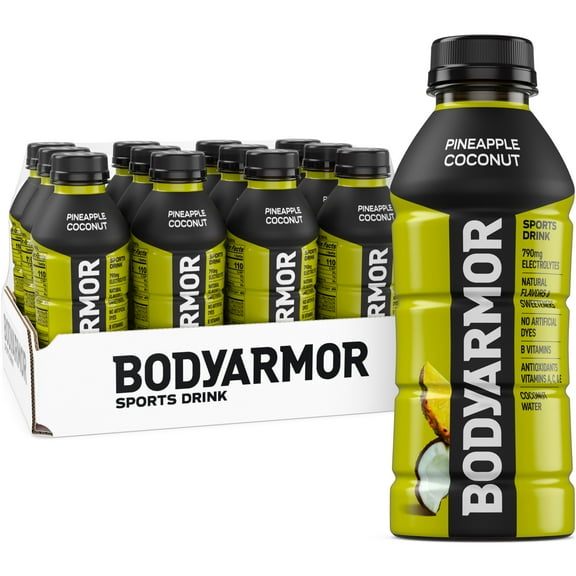 BODYARMOR Pineapple Coconut Electrolyte Sports Drink, 16 fl oz, 12 Pack Bottles