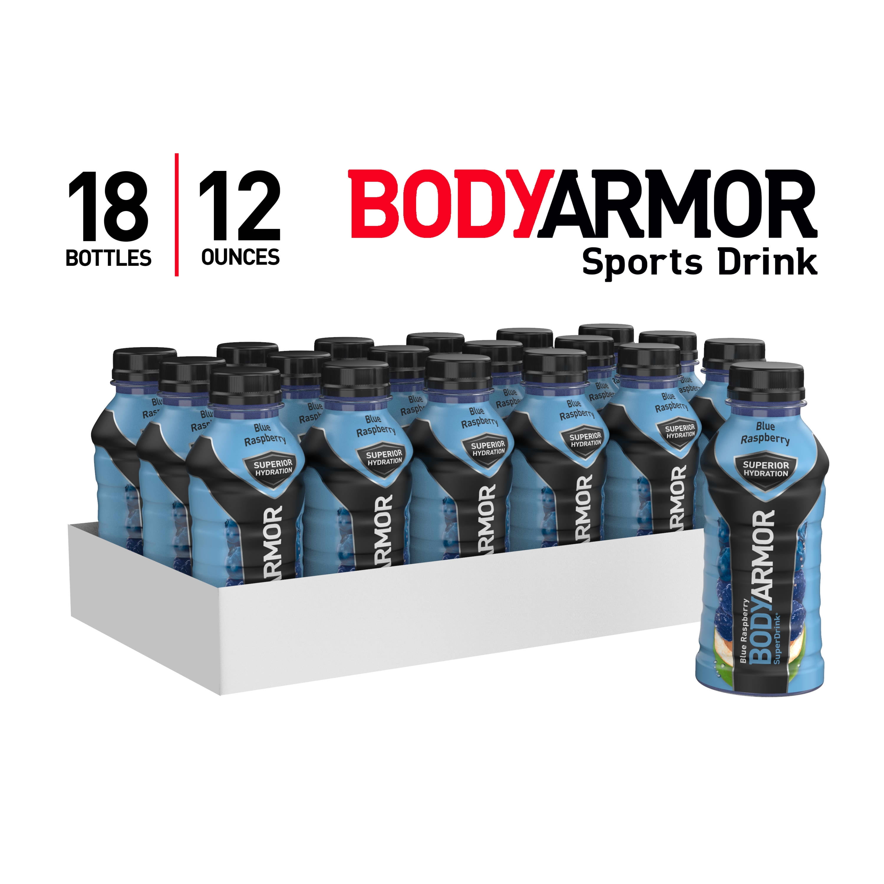 BODYARMOR Sports Drink Blue Raspberry, 12 fl oz, 18 Count