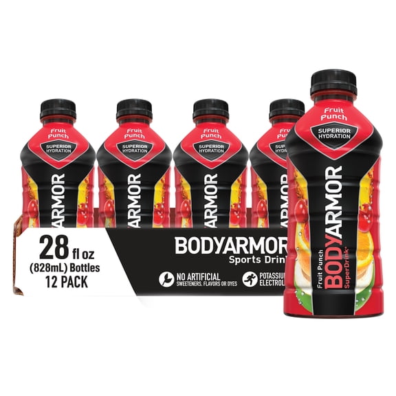 BODYARMOR Sports Drink Fruit Punch, 28 fl oz, 12 Pack
