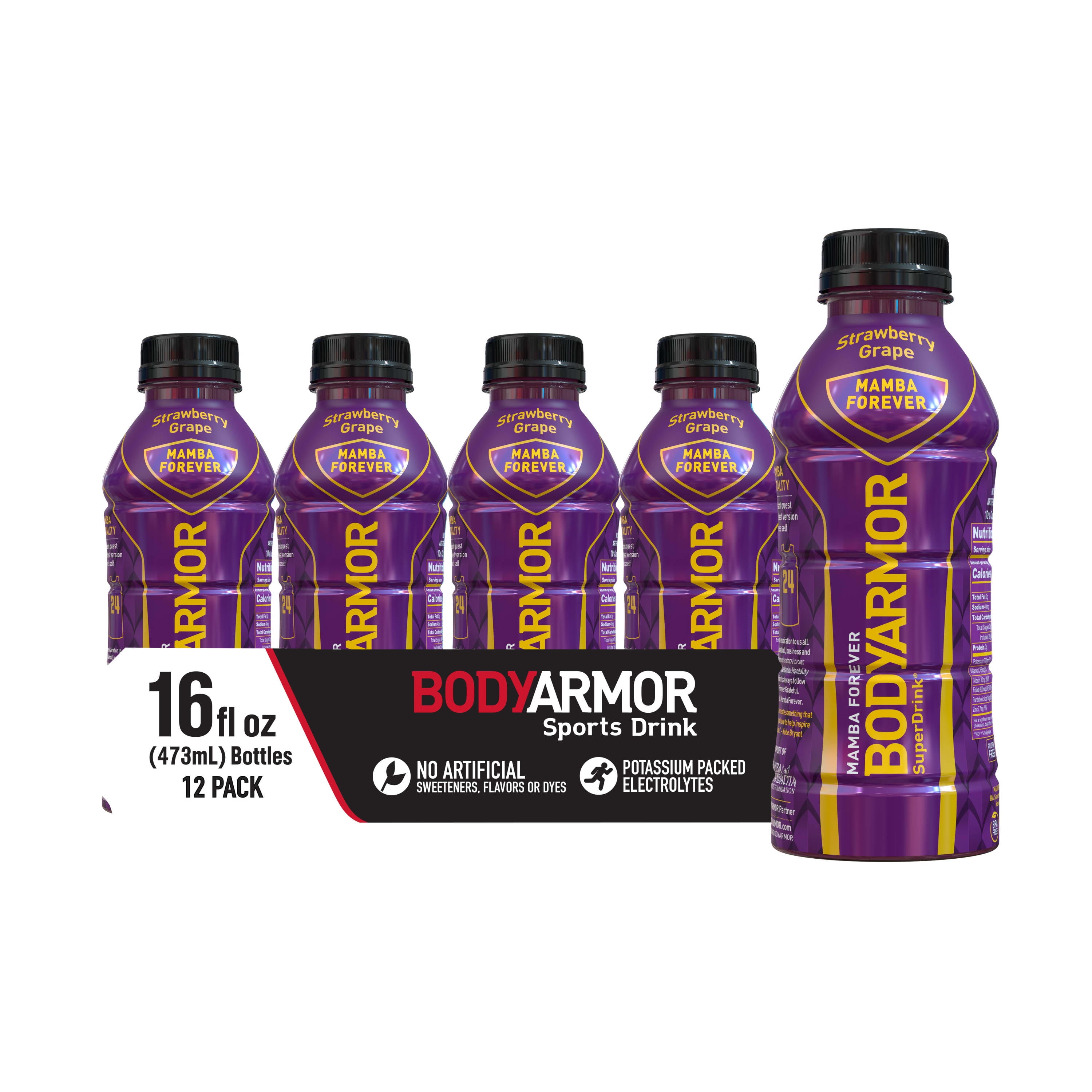 BODYARMOR Sports Drink, Mamba Forever, Strawberry Grape 16oz, 12ct