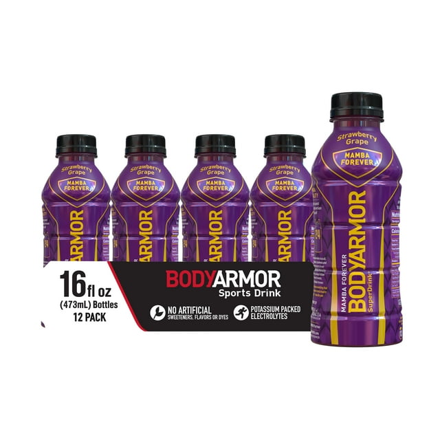 BODYARMOR Sports Drink, Mamba Forever, Strawberry Grape 16oz, 12ct