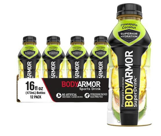 BODYARMOR Sports Drink Sports Beverage, Pineapple Coconut, Natural Flavors With Vitamins, Potassium-Packed Electrolytes, No Preservatives, Perfect For Athletes, 16 Fl Oz (Pack of 12)