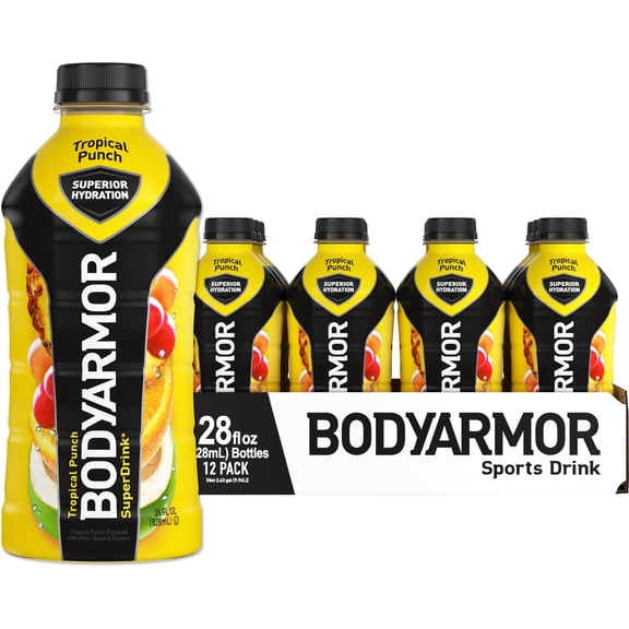BODYARMOR Sports Drink Tropical Punch, 28 fl oz, 12 Pack