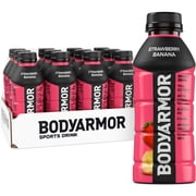 BODYARMOR Strawberry Banana Electrolyte Sports Drink Bottles, 16 fl oz, 12 Pack