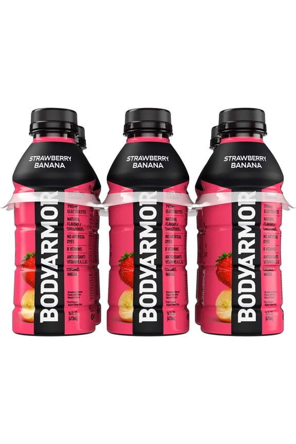 Strawberry Banana Electrolyte Sports Drink, 16 fl oz, 6 Pack Bottles