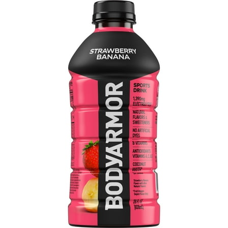 BODYARMOR Strawberry Banana Electrolyte Sports Drink, 28 fl oz Bottle