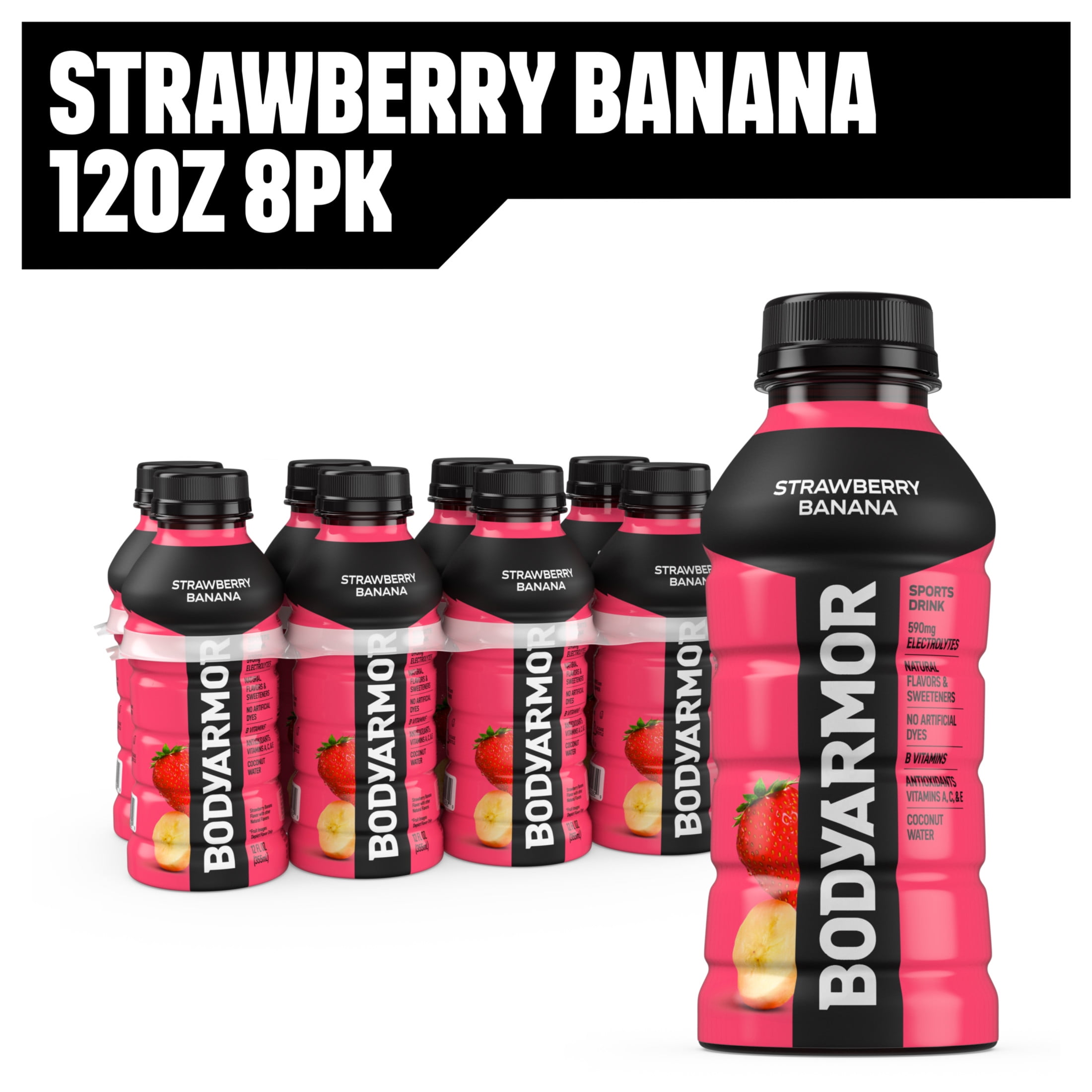 BODYARMOR SuperDrink Strawberry Banana Sports Drink, 12 fl oz bottles, 8 pack
