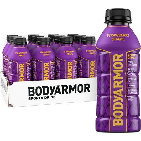BODYARMOR SuperDrink Strawberry Grape Sports Drinks, 16 fl oz Bottles, 12 Pack